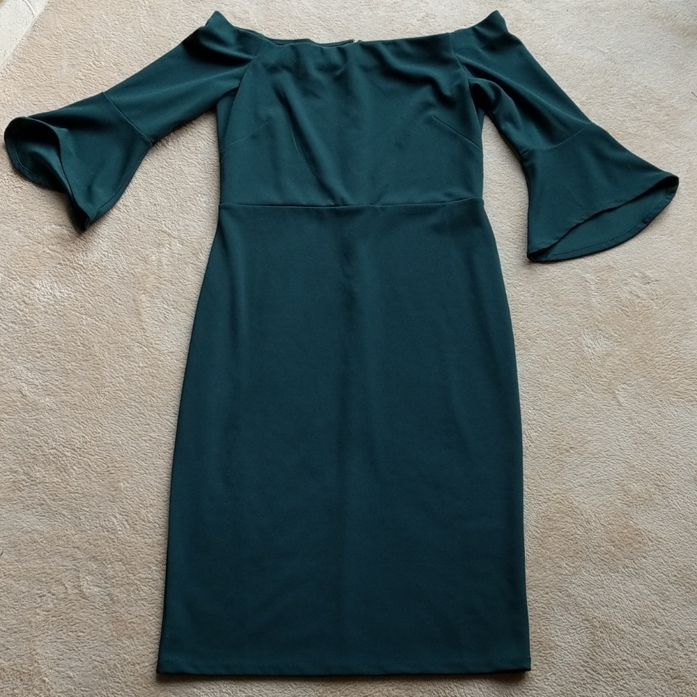 Emerald Off the Shoulder Dress